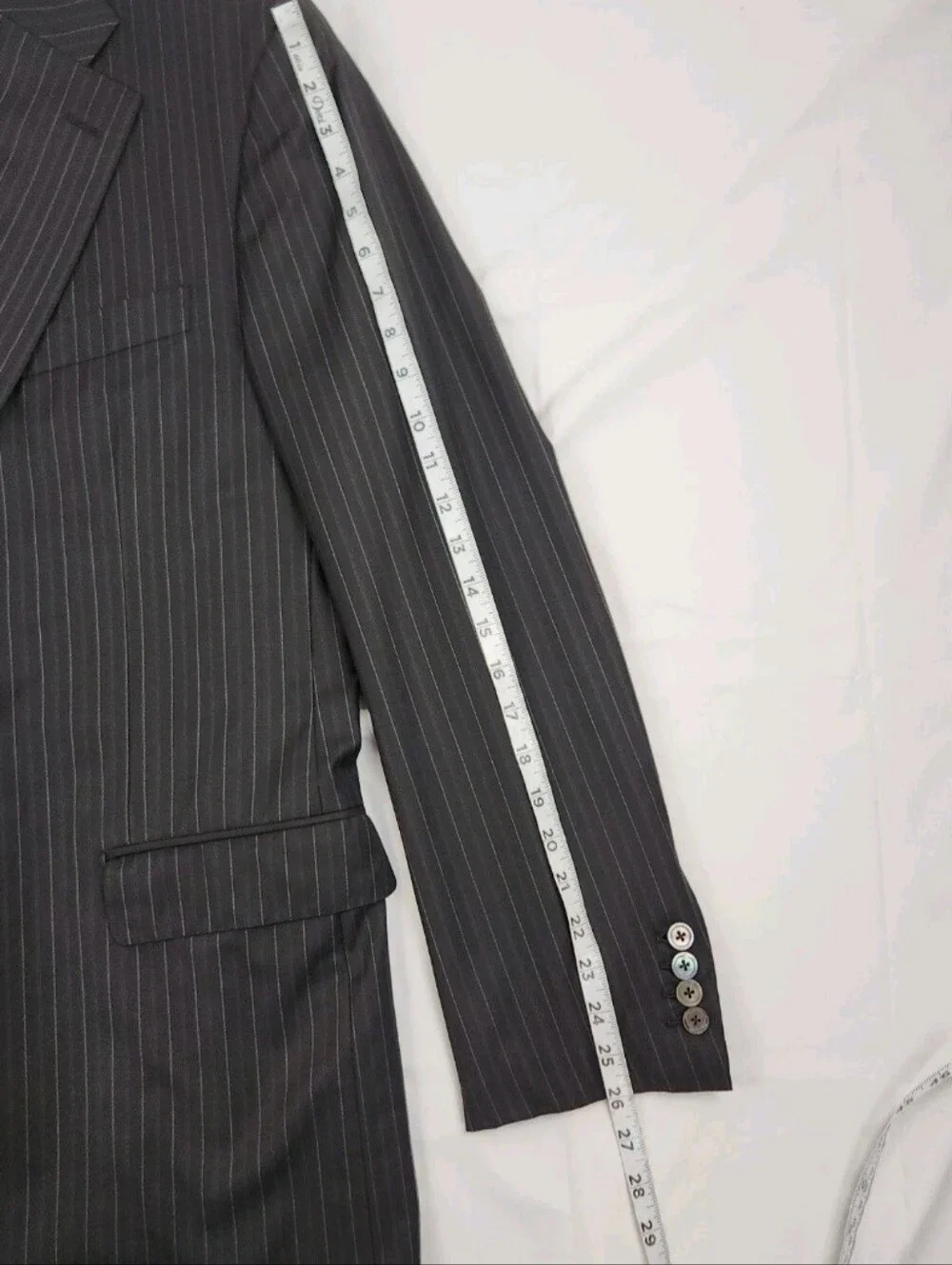 Burdi Chicago Suit Jacket Mens 44 Black Pinstripe 100% Super 150's Wool Handmade
